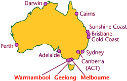 Mapa: Ubicación de Deakin University campus